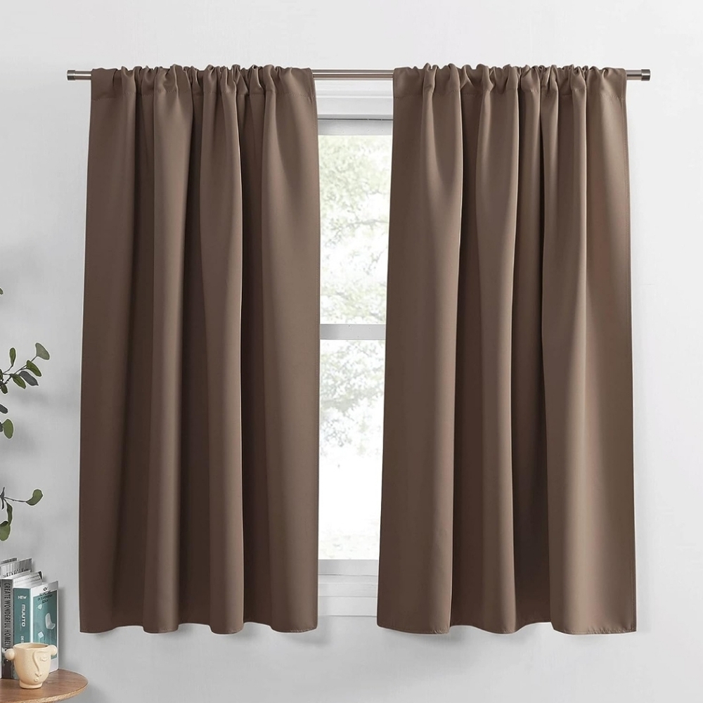 Pony Dance Brown Blackout Curtains - 42W by 45L